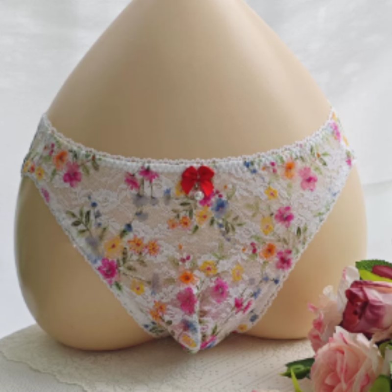 Embroidery Underwear - Şeffaf Seksi Erkek Dantel Külot Düşük