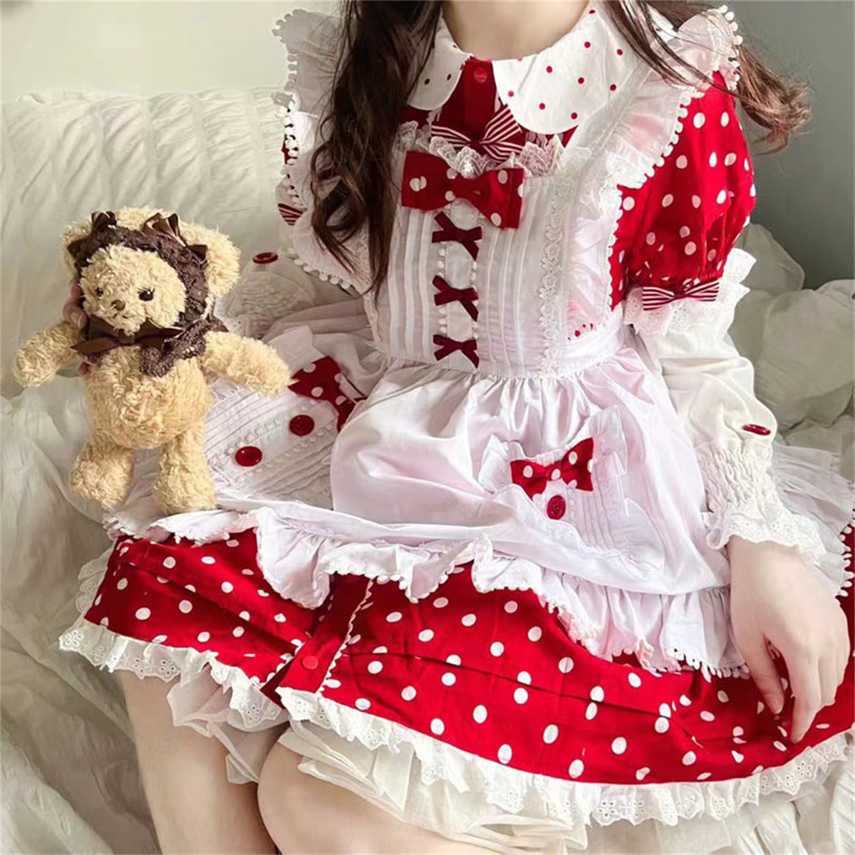 Embroidery Apron - Japon tatlı tarzı Lolita Cosplay Kawaii