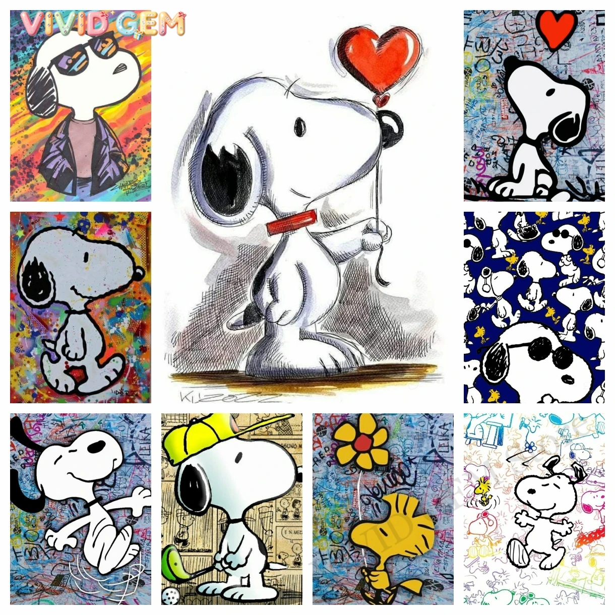Embroidery Ideas - VIVID GEM Kawaii Graffiti Snoopy Çizgi