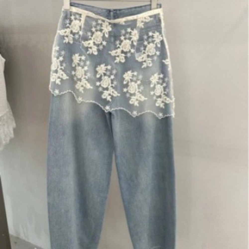 Embroidery Apron - Kot Dekorlu Dantel Perde Şeffaf Dar