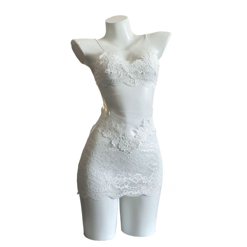 Embroidery Underwear - Seksi Dantel Nakış Straplez Elbise Kadın