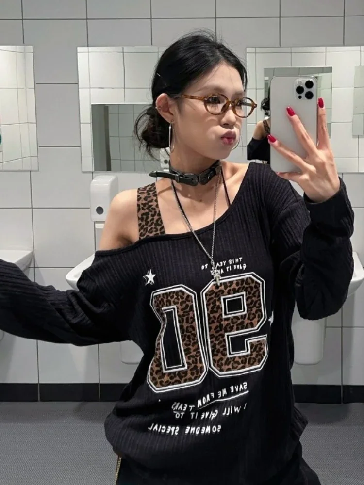 Y2K Patchwork Leopar Desenli T - Embroidery Tshirt incelemesi ve fiyatı
