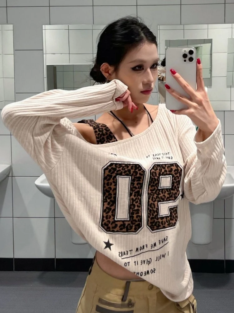 Y2K Patchwork Leopar Desenli T - Embroidery Tshirt incelemesi ve fiyatı