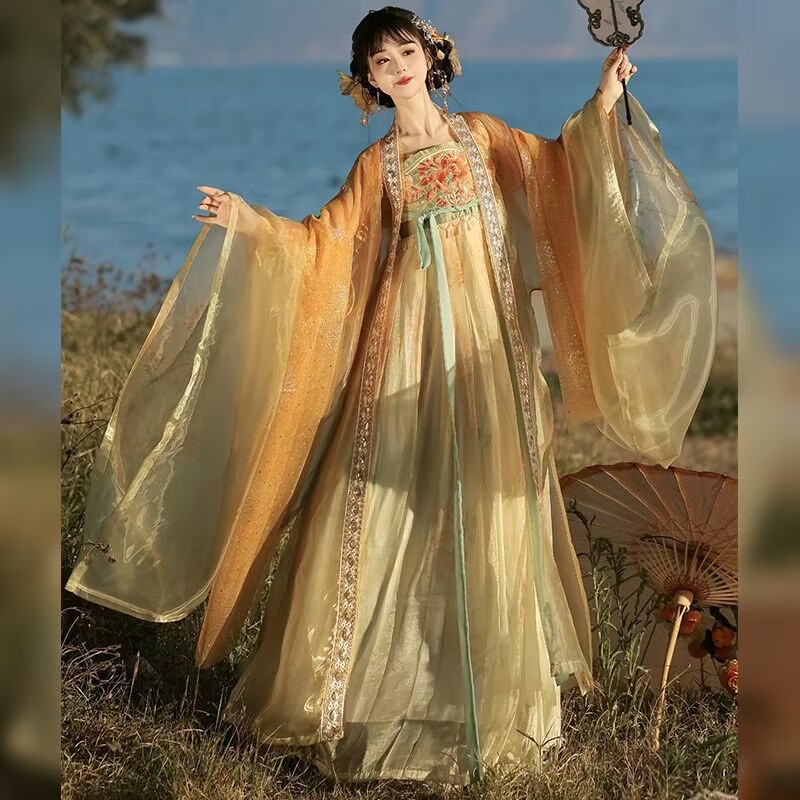 Kadın Geleneksel Çin Hanfu Elb - Embroidery Yellow Dress incelemesi ve fiyatı